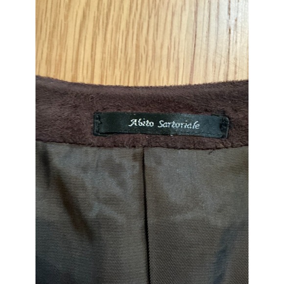 Gio Matto Wool Sport Coat 40R Brown Plaid Blazer Suede Collar Elbow Patches - Picture 13 of 14